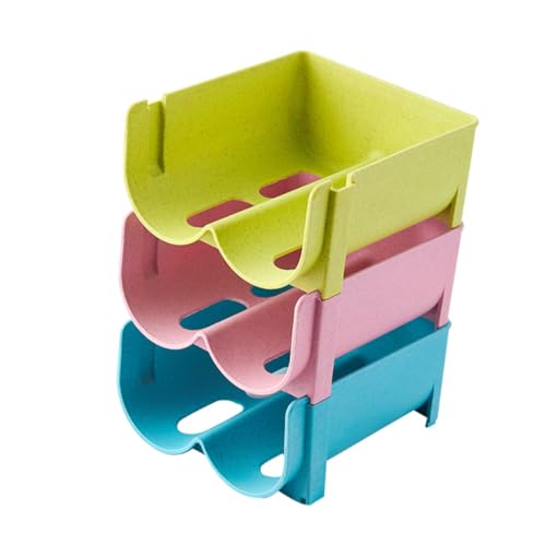 Hoement 3 piezas Caja Apilable para Bebidas de Nevera Organizador Resistente y Ecológico para Latas de Cerveza y Botellas de Colores Verde Azul Rosa Almacenamiento Ordenado para Hogar y