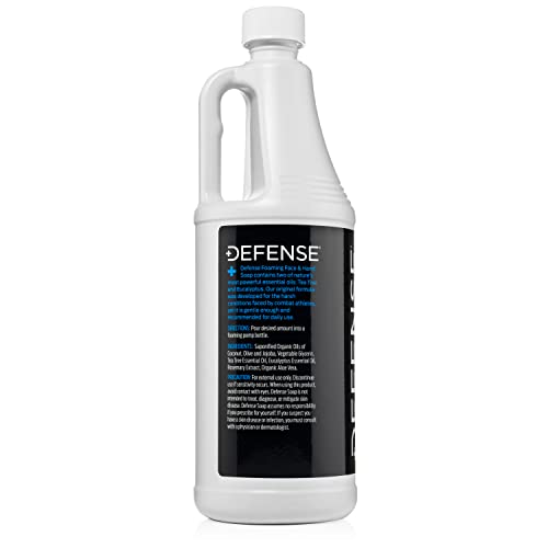 Defense Liquid Foaming Face & Hand Soap 32 Fl Oz Refill With Tea Tree, Eucaluptus, Jojoba, Aloe Vera, Olive & Coconut Oils… #TOP1