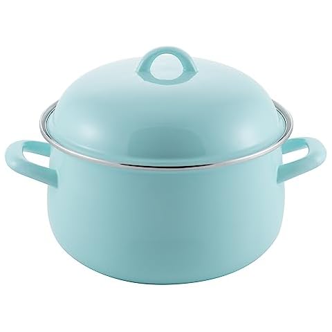 McSunley 6 Quart Porcelain Enamel Dutch Oven, Light Blue Cover