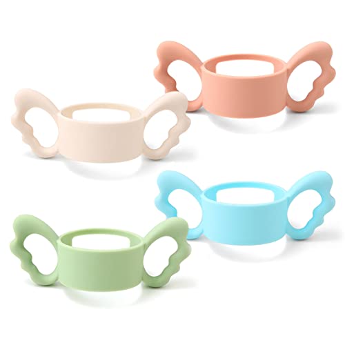 Poignées De Biberon En Silicone,Roadloo 4 Pièces Poignée Pour Porte-Biberon Easy Grip Poignée De Biberon En Plastique Accessoires Pour À Col Large Diamètre Extérieur Supérieur À 6 Cm Biberon Cover