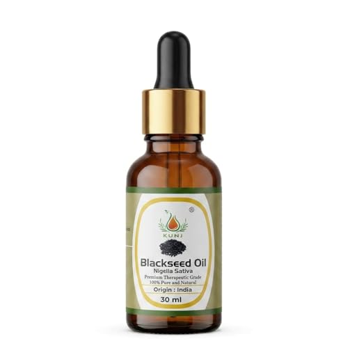 Image of KUNJ Black Seed Oil 30ml - 100% Pure & Natural Cold Pressed Kalonji Oil for Hair, Face, Skin & Scalp Care | Hair Strengthening, Scalp Nourishment & Skin Care | Nigella Sativa Oil