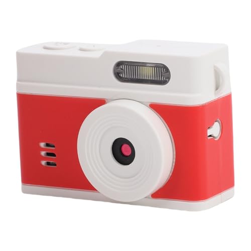 Acogedor 1080pビデオ、12MP写真、キーチェーンデジタルカメラ、LEDフィルライトとクリエイティブなフィルター、および旅行キャンパス用のポータブルビデオレコーダー付きのミニビンテージコンパクトカメラ (白い赤)