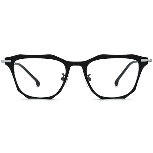 Image of FONEX Pure Titanium Glasses Frame Men Square Magnet Clip On Eyeglasses with Polarized Lens
