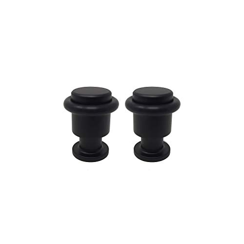 Kon-fort Home Tope para puerta Negro, atornillado, de acero inoxidable de diseño, 35x20mm Juego de 2 Topes de puerta, rodeados de goma negra protectora Cover