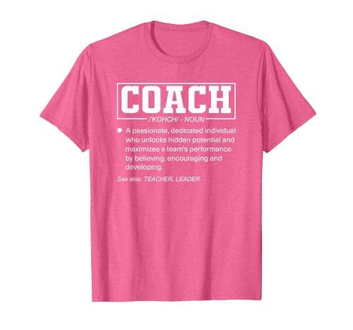 Coach Definition Funny Coach's Sports Instructor T-Shirt, Men, Pink Heather, Large
