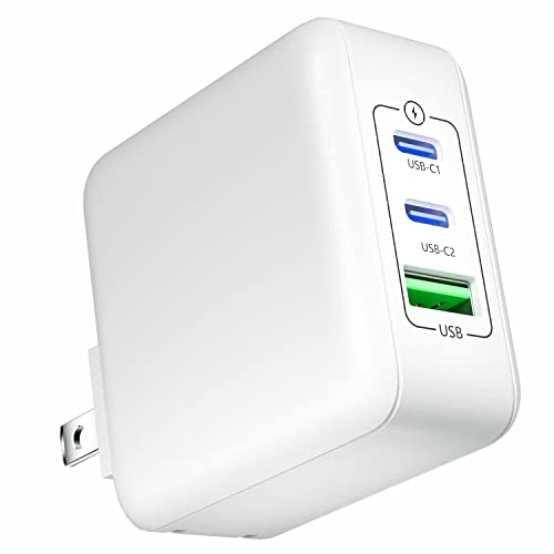 USB C Charger 40W PD iPhone Fast Charger with 3-Port Type C Foldable Adapter Compatible for iPhone 14 Pro Max/14 Plus/13, MacBook Pro, iPad Pro, AirPods Pro, Samsung Galaxy and More