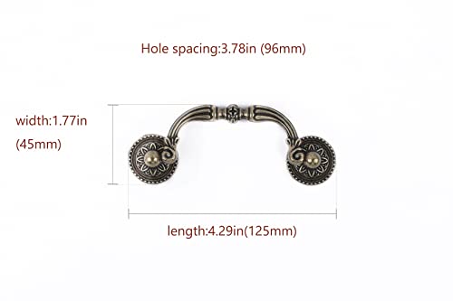 FANRUIER Pack of 6 Pull Down Hooks Chest of Drawers Handle Drawer Handle Rustic Vintage Style Antique Bronze Kitchen Cabinet Hardware (96 mm) - Image 2