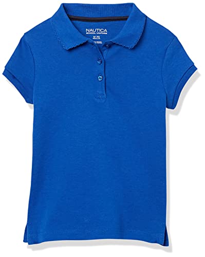 Nautica Camisa polo piquet de manga curta para meninas, Royal, 16