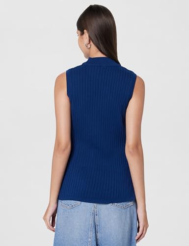 Image of BlissClub Move All Day Sleeveless Top, 100% Cotton,Turtleneck Collar,High Side Slits,Versatile