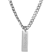xulisimo Collar rectangular de acero inoxidable personalizable