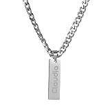 xulisimo Collar rectangular de acero inoxidable personalizable para mujer y hombre con cadena de 50 cm, colgante grabado a láser con texto, nombre o mensaje duradero (Plateado)