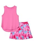 PATPAT Girls 2 Piece Tennis Skirt Set Size 9-10 Pink Tank Tops and Tie Dye Skort Athletic Sets Sleeveless...