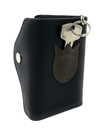 Su.B Porta-chaves de couro genuíno - carteira com chave e bolso para cartão de moedas - estojos de chaves Tulip Casual
