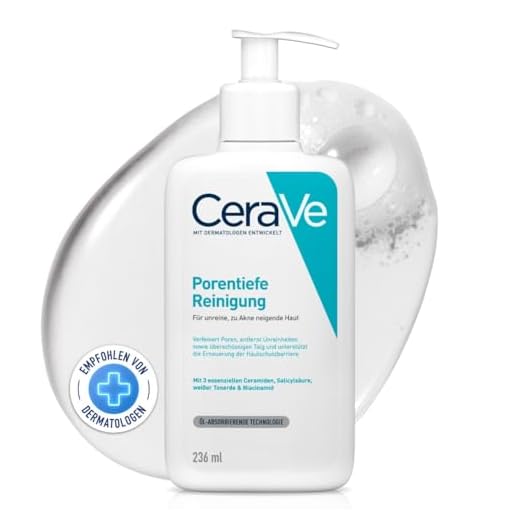 CeraVe Porentiefe Reinigung für das Gesicht, Schäumendes Reinigungsgel gegen Pickel, Für unreine und zu Akne neigender Haut, Mit Tonerde und Niacinamid, 1 x 236 ml 7 CeraVe Porentiefe Reinigung für das Gesicht, Schäumendes Reinigungsgel gegen Pickel, Für unreine und zu Akne neigender Haut, Mit Tonerde und Niacinamid, 1 x 236 ml