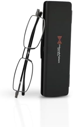 MicroVision Flat Folding Reading Glasses with Compact Case