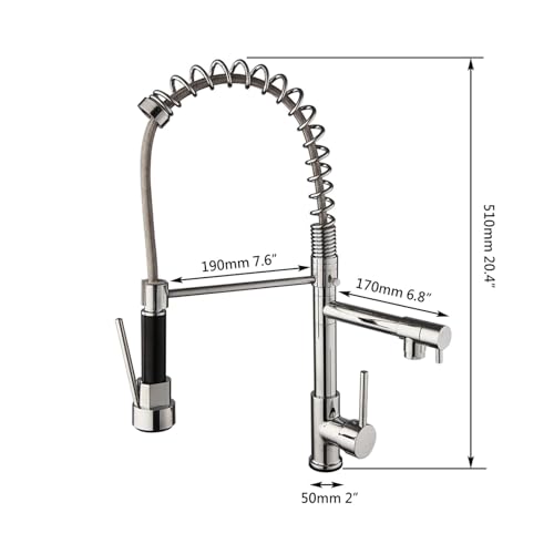 Robinet d'évier de cuisine extractible mitigeur double bec ressort - 4