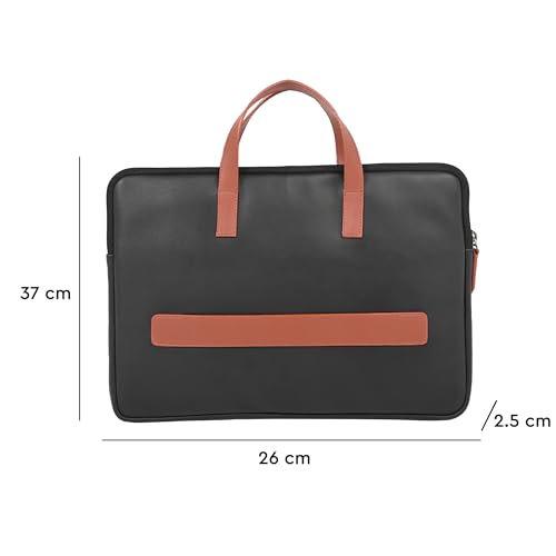 Image of BonKaso Slimline Laptop Sleeve for 14 Inch Laptop | PVC Foam Leather Water Resistant Padded Laptop Cover | Slim Lightweight Laptop Sleeve for Office Travel Men Women - Black