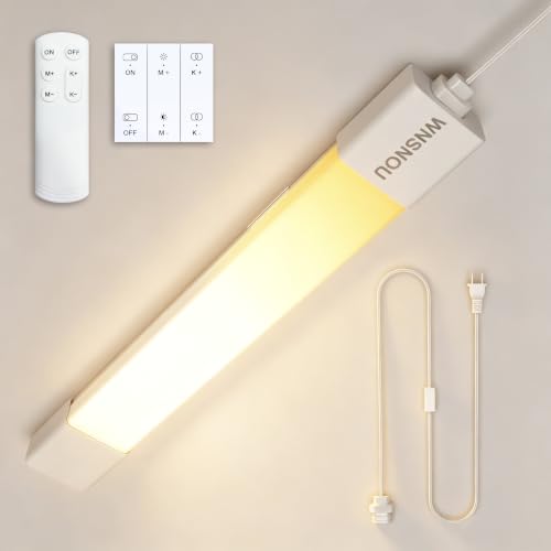 Image of LED Tube Light Fixture with Plug Under Cabinet Lighting Dimming and Color With Remote wireless wall switch 36 inch 25W 2500LM 3000-6500K adjustable LED Tube Light Fixture for Cabinet Closet Office