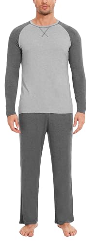 GYS Bamboo Viscose Men's Pajama Sets Long Sleeve 2 Piece Lounge Set with Pockets