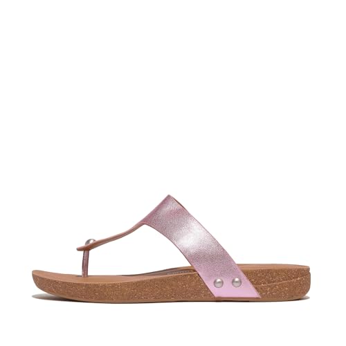 FitFlop Women's Iqushion Metallic-Leather Toe-Post Sandals Wedge3