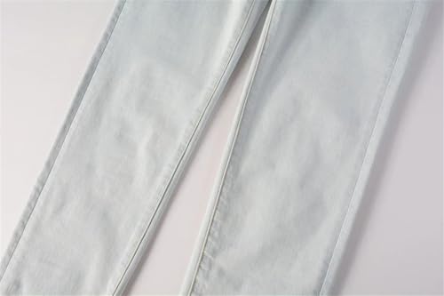 Men's Ripped Jeans Streetwear Distressed Stretch Slim Fit Button Fly Skinny Straight Leg Denim Pants3