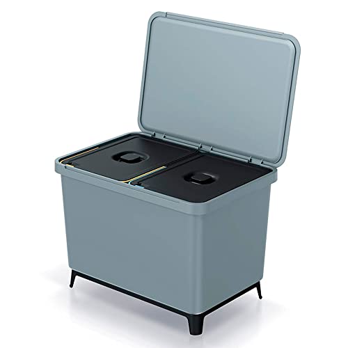Poubelle tri sélectif 2x23L Keden gris idéale pour cuisine moderne