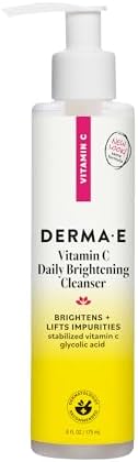 DERMA E Vitamin C Daily Brightening Cleanser, 6 Fl Oz Hydrating Face Wash