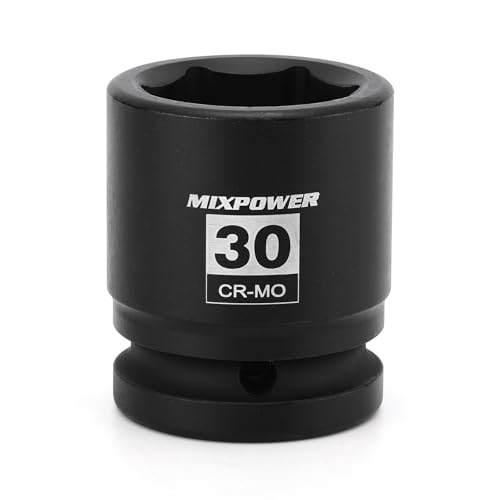 Image of 3 /4 inch Drive Shallow Impact Socket, 30mm, CR-MO, Metric, 6 Point, Axle Nut Impact Grade Socket for Easy Removal