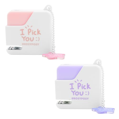 Mini Stapler with Staples, Office Staplers for Desk, 2 Pack Cute Stapler with 80 Standard Staples Portable Space Saving, Perfect for School, Teachers (Pink & Purple)