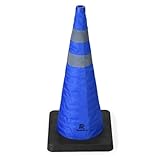 RoadHero 1 Pack 28 Inch Collapsible Traffic Safety Cones with Black Weighted Base, Blue Parking Cones with Reflective Collars for Road Safety, Driving Training, Parking Lots