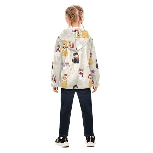 OTVEE Christmas Cute Cat Kids Hoodie Jacket Fall Spring Full Zip Warm Outwear Coat4