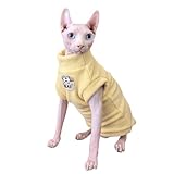 Sphynx Cat Clothes Hairless Cat Warm Fleece Vest Elastic Winter Sweater Outfit, Pet Clothes for Sphynx Cat Coat for Cats and Small Dogs Apparel, Hairless cat Shirts Sweaters (Yolk, X-Large)