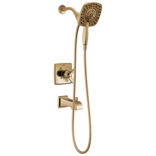 Delta Ashlyn 17 Series Dual-Function Bathtub & Shower Faucet Set with In2ition 2-in-1 Dual Shower Head Handheld Spray Gold 2-Handle Valve Trim Kit Champagne Bronze T17464-I-CZ (Valve Not Included)