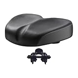 kowaku Bike Seat with Seat Clamp Enlarged Noseless Wear Resistant Bike Saddle Bicycle Saddle for Leisure Travel Camping Outdoor Work, Black
