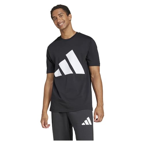 adidas Uomo Essentials Big Logo Single Jersey Tee, Black/White, XXL