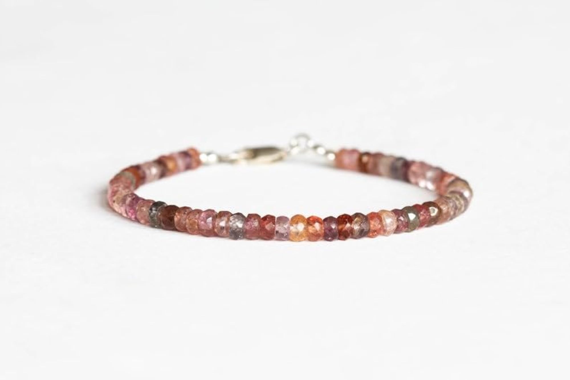 Multi Spinel Rondelle Beaded Bracelet, Adjustable 7 Inch