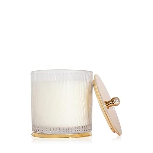 Thymes Frasier Fir Candle - Gilded Collection - Frosted Wood Grain Design with Gold Lid & Base - Pine Scented Candles for Women & Men - Luxury Home Fragrance - Elegant Christmas Decor (Large, 13.5 oz)