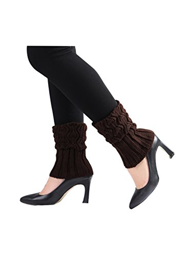 Image of uxcell Women's Knitted Design Solid Warm Thick Knee High Length Ribbed Leg Warmers