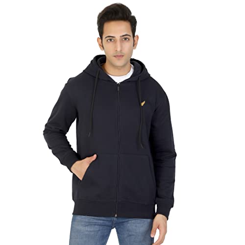 Image of D-GREEN Sweatshirt for Men Stylish Hoodie with Zipper and Full Sleeves Winter Wear