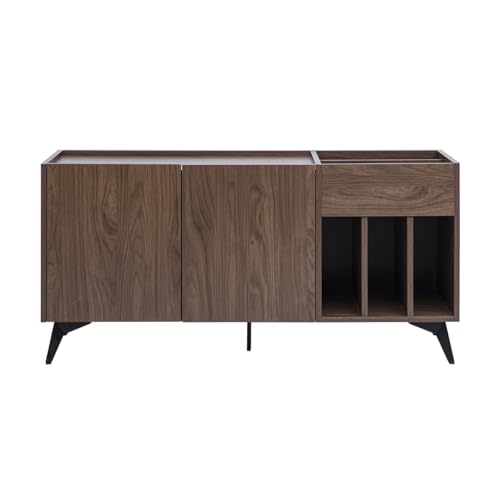 Miliboo Seda - Aparador de vinilo (madera oscura, acabado de nogal y metal), color negro