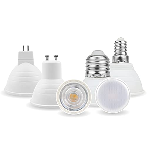 Jiaxu Lighting 1pc LED Lámpara Spotlight MR16 GU10 E27 E14 Bombilla LED 6W 220V LED Luz del Punto 24/120 Grado FRÍO/Lando Caliente Bombillas para el hogar (Color : 120 Warm White, Talla : GU10)