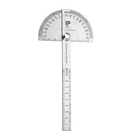 Mass Pro Stainless Steel 180 Degree Protractor Angle Finder Rotary Measuring Ruler Silver