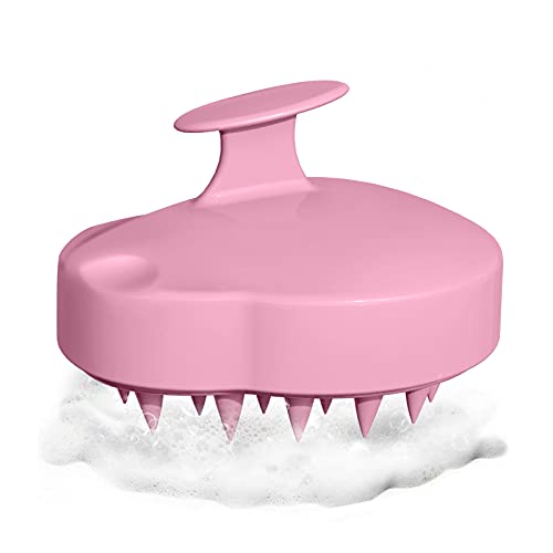 Lomrsiul Hair Scalp Massager Shampoo Brush, Hair Scrubber Head Massager for Wet and Dry Hair, Soft Silicone Scalp Brush for Men, Women, Kids (Pink)