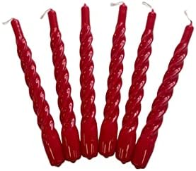 Candles with a Twist®, Made in Italy, 25 Colours Available, Dinner Candles, Twisted Candles Long Burning 5 Hours, Tapered Candles, Lacquered, Unscented Candle Gift Set, 6 pcs. 2.2 x 21cm (Dark Blue)