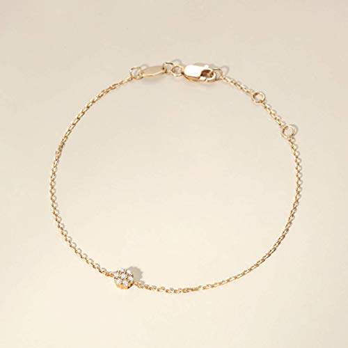 Carleen 18K Solid Yellow Real Gold Minimalist Dainty Round Floral Pave Diamond Bracelet Delicate Fine Jewelry for Women2