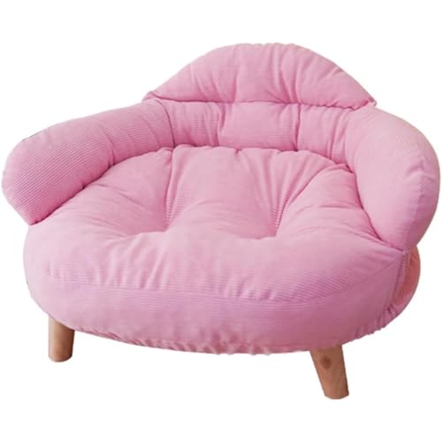 Refoya ペットソファ 猫犬用 家具 寝具 椅子 取り外し可能 洗える脚カバー付き ローソファ リバーシブル 室内 リビング おしゃれ かわいい ふわふわ 暖かい 冬/夏 一年中安定 (ピンク,M 50*40*24)