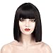 ENTRANCED STYLES Black Bob Wig with Bangs, Short Black Wig for Women Straight Bob Wigs Heat Resistant Synthetic wig Mia Wallace Cleopatra Cospaly Daily Party Use 12”