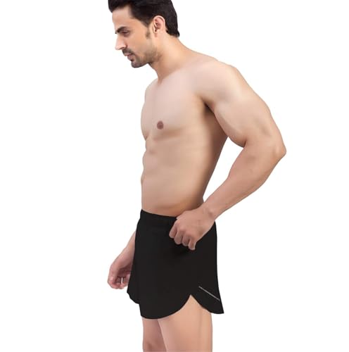 Image of Flyer Size- M Mens 3 inch Ultra Running Marathon Split Shorts with Inner Mesh Liner Black