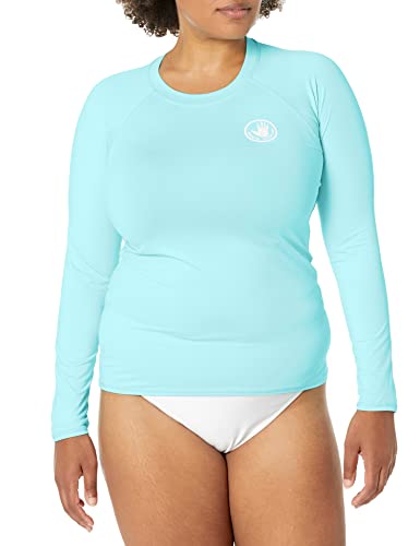 Body Glove Women's Standard Sleek Solid Long Sleeve Rashguard with UPF 50+, Smoothies Sea Mist, X-Small