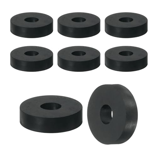 uxcell 10Pcs Thick Rubber Spacer, 1-1/2 Inch OD x 1/2 Inch ID x 3/8 Inch Thickness Round Rubber Bushings Anti Vibration Flat Spacer Washers for Home Industrial Machinery